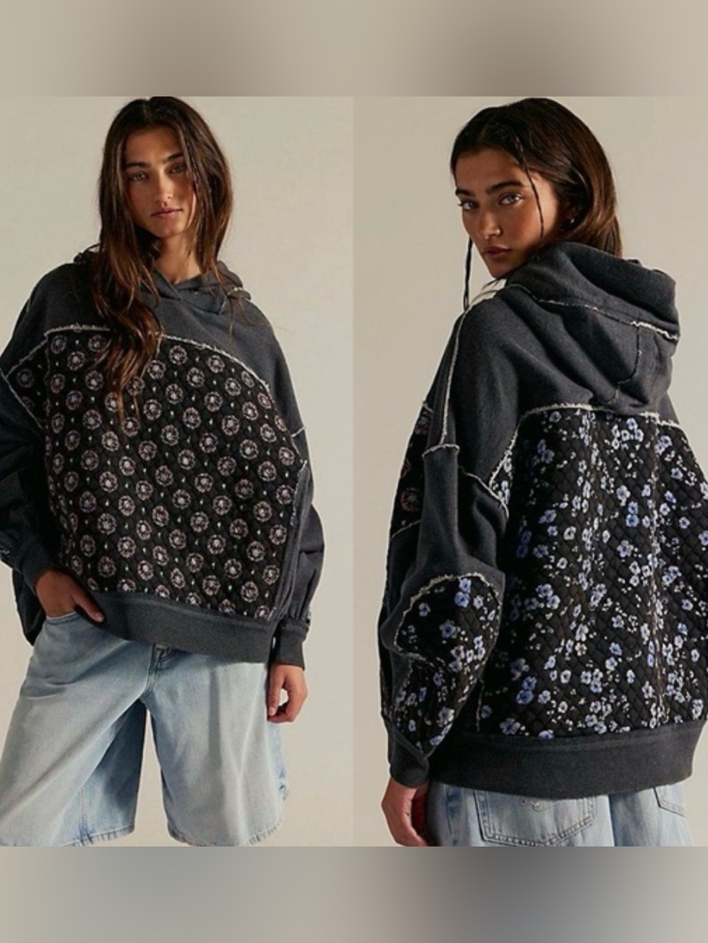 We The Free Get Ditsy patchwork quilted sweatshirt- Size Large NWT ($198 MSRP)